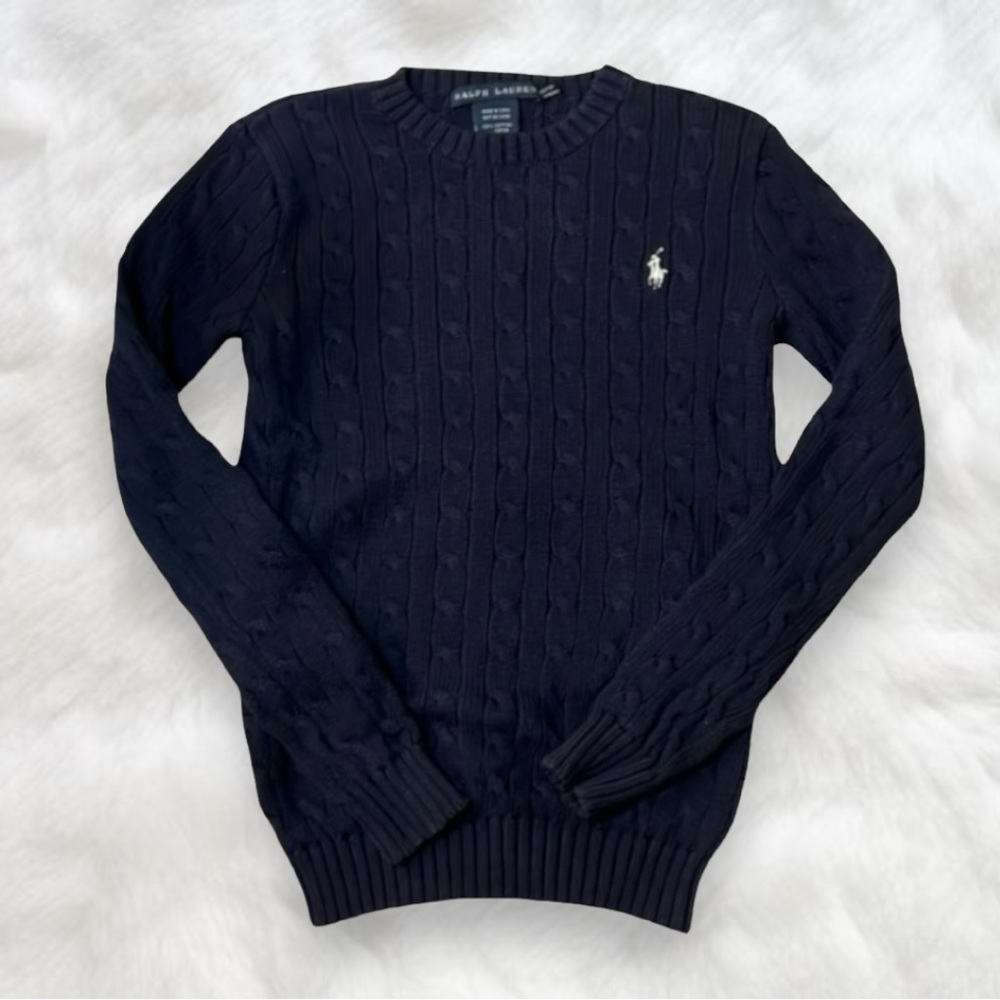 vintage polo ralph lauren navy blue knitted sweater